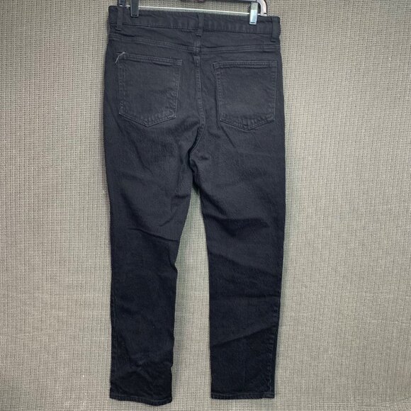H&M Womens Size 12 Black Denim Jeans Mid Rise 5 Pocket Button & Zipper Closure - Picture 2 of 9